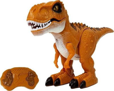 Lodër dinosaur me telekomandë Leantoys, lëvizje dhe drita, kafe