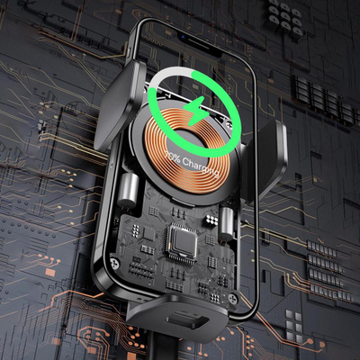 Mbajtëse telefoni për veturë Baseus Wisdom, karikim wireless 15W, montim në grilë ajri, e zezë