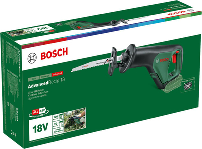 Sharrë reciproke pa kabllo Bosch AdvancedRecip 18, 18V, pa bateri, jeshile