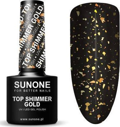 Top coat për thonj Top Shimmer Gold, efekt shimmer, pa fshirje, ngjyrë e artë