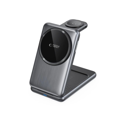 Karikues wireless Tech-Protect QI15W-A42, 3 në 1, MagSafe 15W, gri space