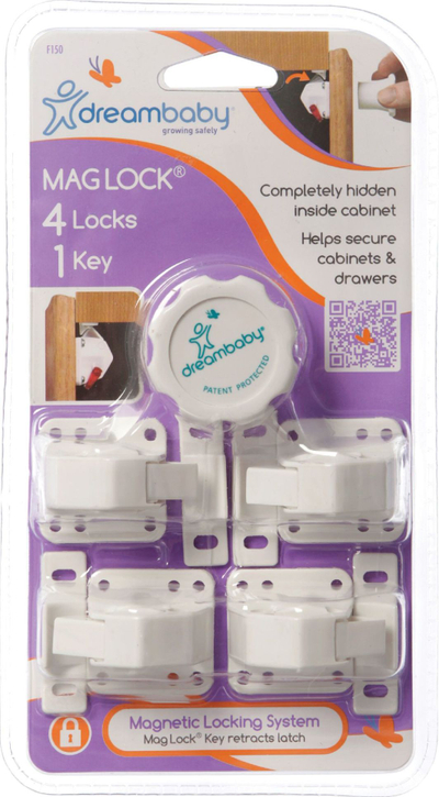 Dry magnetik i sigurisë Dreambaby, 4 copë, të bardha