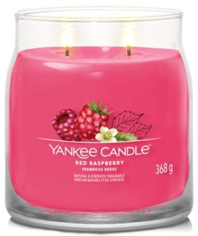 Ароматична свеќа Yankee Candle Signature Medium Jar Red Raspberry, 368g, црвена