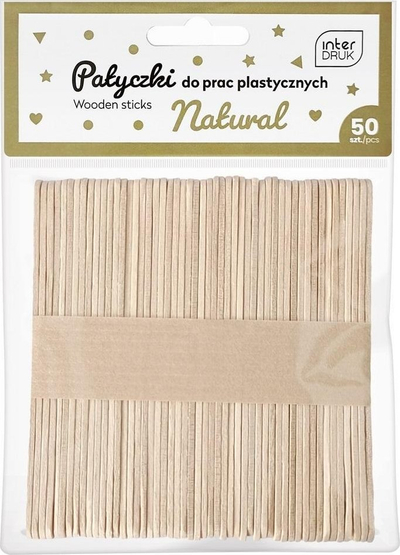 Shkopinj druri për art Interdruk Natural Sticks, 113x10mm, set me 50 copë, ngjyrë natyrale