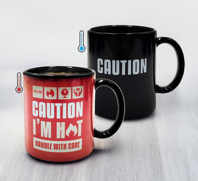 Filxhan termik Mad Monkey “Caution I Am Hot”, 300 ml, që ndërron ngjyrë, i zi
