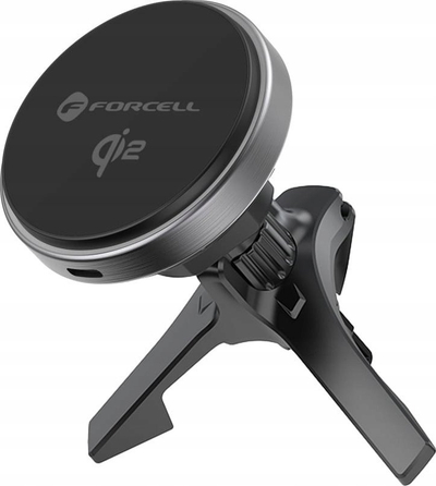 Mbajtëse magnetike për makinë Forcell F-Grip Rapid Charge, karikim wireless 15W Qi2, MagSafe, gri