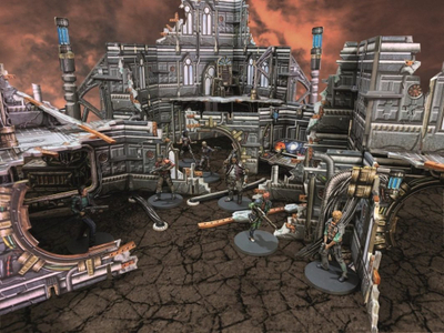 Set terreni sci-fi Battle Systems, modular 3D 28–35 mm, karton me printim me ngjyra, multi