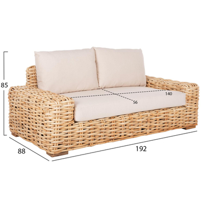 Divan i jashtëm 2-ulëse Tropel 192x88x70-85Hcm (HM9809), bardhë