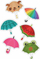 Dekor dritareje LearnHow Umbrellas 01, palosje dyshe, set 6 copë, shumëngjyrëshe
