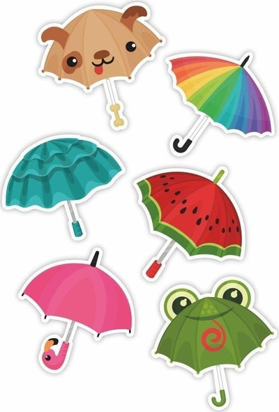 Dekor dritareje LearnHow Umbrellas 01, palosje dyshe, set 6 copë, shumëngjyrëshe