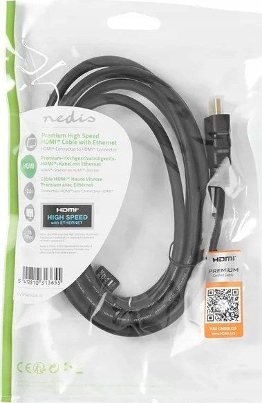 Kabllo HDMI Nedis Premium High Speed, 2 m, 4K@60Hz, e zezë