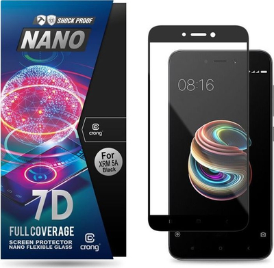Mbrojtëse ekrani Crong 7D Nano Flexible Glass për Xiaomi Redmi 5A, xham i përzier 9H, 0.2mm transparent