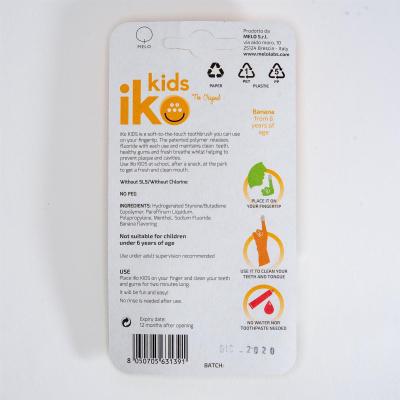 Furçë dhëmbësh për gisht IKO Kids, aromë banane, 100 përdorime, e verdhë