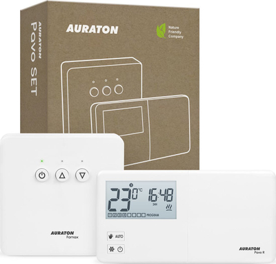 Termostat wireless për dhomë Auraton Pavo Set, javor, me marrës Fornax, i bardhë