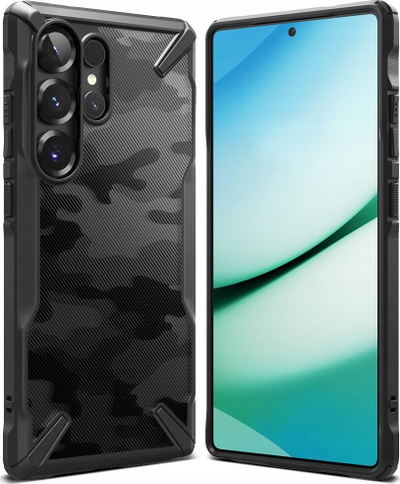 Kapak telefoni Ringke Fusion X Camo për Samsung Galaxy S25 Ultra, i fortë kundra goditjeve, i zi