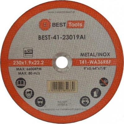 Disk prerës Best Tools BEST 41 230x1.9x22.2, për metal edhe inox, portokalli
