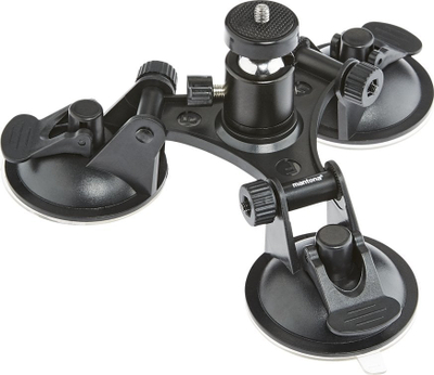 Mbajtëse me vakum Mantona Suction Cup Mount 3-leg Size L, për GoPro dhe action cam, alumin i qëndrueshëm, e zezë