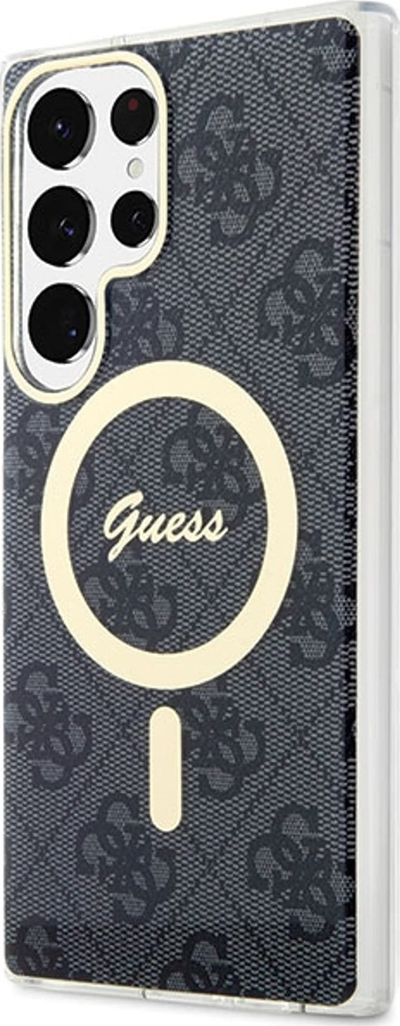 Futrollë Guess 4G MagSafe për Samsung Galaxy S23 Ultra, PC TPU, me magnet, e zezë