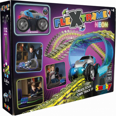 Pistë makinash Smoby Flextreme Neon, 2.6 m, LED, shumëngjyrëshe