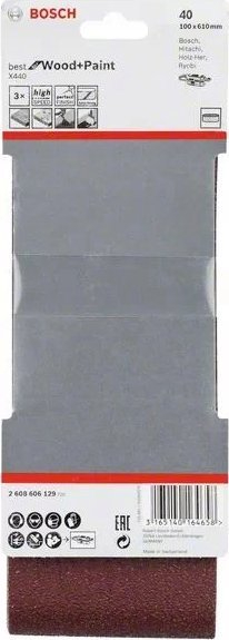 Rrip zmerilues Bosch X440, 100 × 610mm, granulë 40, set 3 copë