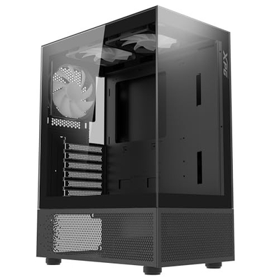 Kullë kompjuteri Invader X Mini Black, mid tower gaming, mban GPU deri në 330mm, e zezë