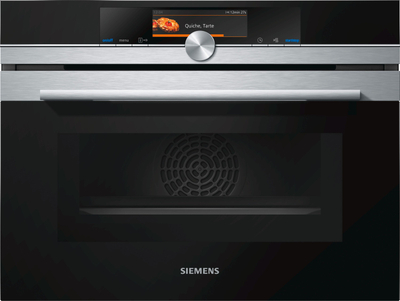 Вградна рерна со микробранова Siemens CM678G4S1B, 60 cm, комбинација рерна и микробранова, црна