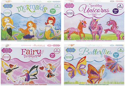 Set kreativ me rërë dhe shkëlqim Sand &amp; Sequin, 4 figura, 5+