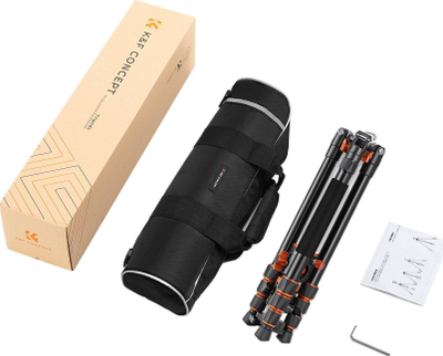 Tripod fotografik K&amp;F Concept T254A4+BH-28L, aliazh alumini dhe magnezi, kthehet në monopod, portokalli metalik