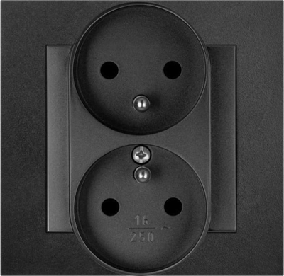 Prizë dyshe e brendshme Elektro-Plast Santra 4143-19 EPN, 230V, 16A, e zezë