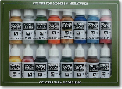 Set boje akrilike Vallejo Model Color Val70101, 16 copë, Folkstone Basics