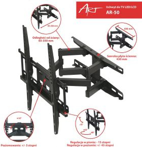Mbajtëse muri për TV Art AR-50, 23\" 60\", deri 45 kg, e zezë