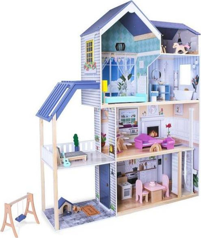 Куќа за кукли ECOTOYS Maya Residence, дрво, 28 делови, повеќебојна