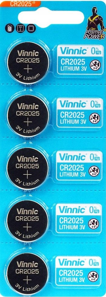 Bateri litium Vinnic CR2025, 3V, pako me 5 copë