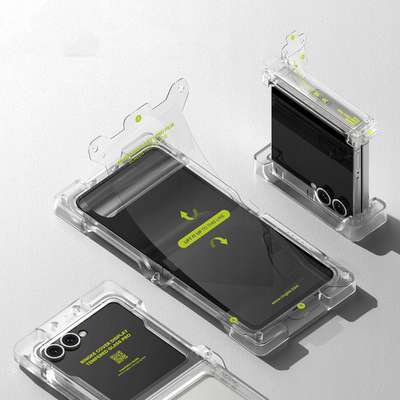 Set mbrojtës Ringke Protector Pro 3 në 1 për Samsung Galaxy Z Flip 7, xham i fortë, film vetë–rregullues, transparent