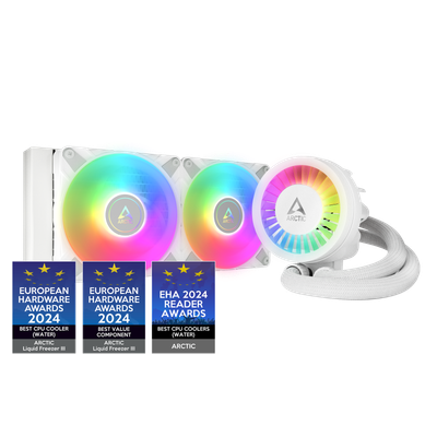 Ftohës Liquid CPU ARCTIC Liquid Freezer III 240 A-RGB White – Radiator 240 mm, 2× 120 mm A-RGB Fans, Intel LGA 1700/1851 & AMD AM4/AM5