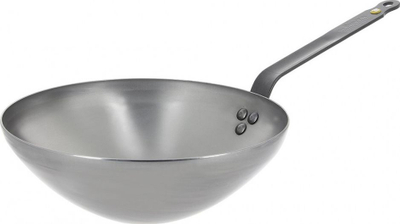Tigan wok De Buyer MINERAL B, 28 cm, çelik karboni, gri
