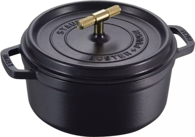 Tenxhere gize Staub Buster Punch Cocotte, 24 cm, me kapak, e zezë