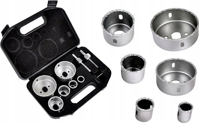 Set sharra rrethore tungsten Geko, 22-73mm, 9 copë, argjendtë