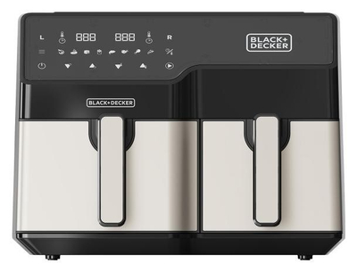 Fritezë me ajër Black+Decker BXAF9000E Double, 9L, 2500W, inoks e zezë