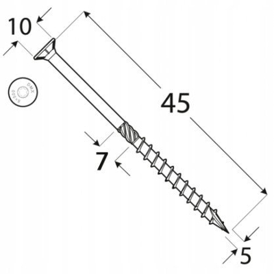 Vida druri DOMAX Torx, 5x45 mm, set me 200 copë, të galvanizuara