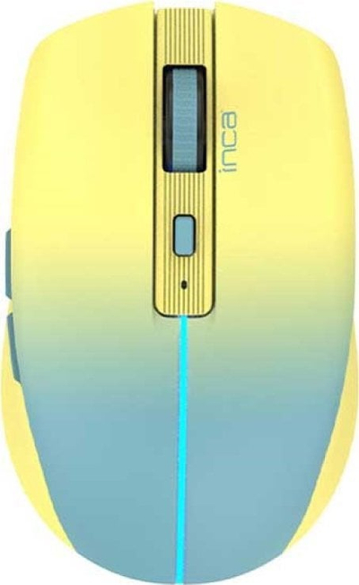 Maus INCA IWM-511RS, wireless dhe Bluetooth, 1600 DPI, i verdhë