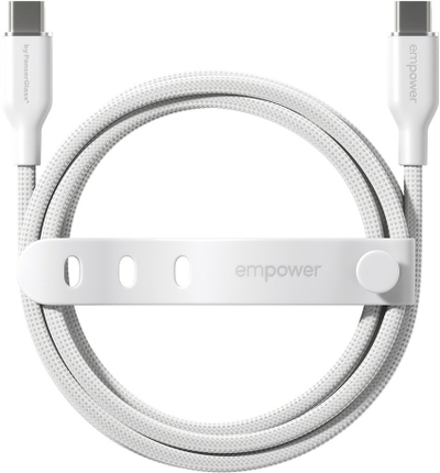 Kabllo USB C në USB C PanzerGlass Empower by Racing, 60W, 2m, e bardhë argjendi