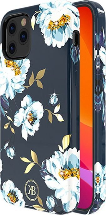Kopertinë Kingxbar Blossom Swarovski për iPhone 12 Pro Max, PC, me lule, blu e errët