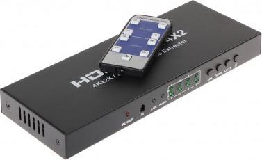 Matriks HDMI Vipfan HDMI SW 4x2, 4 hyrje 2 dalje, me telekomandë, i zi