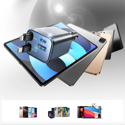 Karikues makine Joyroom JR-CCL05, 30W, 4 në 1 me kabllo USB‑C dhe Lightning, gri
