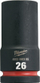 Çelës goditës i gjatë Milwaukee SHOCKWAVE, 3/4", 26 mm, i zi