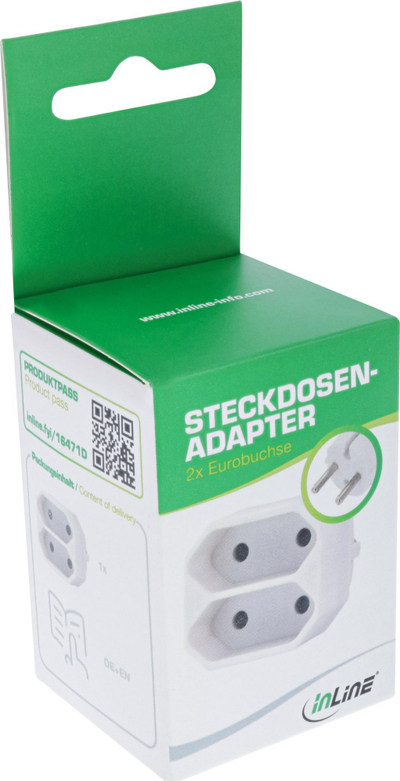 Adapter prizë InLine, 1x Shuko në 2x prizë Euro, i bardhë