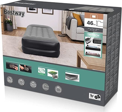 Dyshek ajri Bestway 67401 Air Bed Single, njëpersonsh, me pompë elektrike, gri e zezë