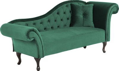 Shezlong Beliani Lattes Right Hand Chaise Lounge, kadife, stil klasik, jeshile e errët