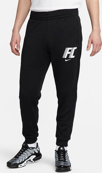 Pantallona sportive Nike Dri-FIT F.C. Fleece për burra, me logo F.C., me bel me llastik, të zinj